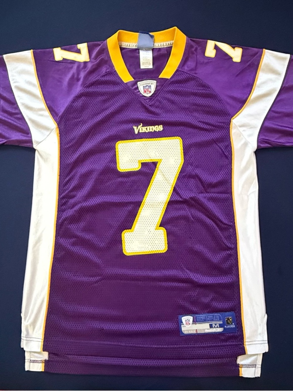 Reebok Minnesota Vikings #7 Purple and White Football Jersey